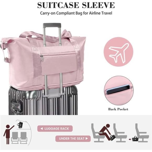 Travel Duffel Bag - Large Shoulder Weekender Overnight Bag, Carry on Bags - Picture 4 of 8